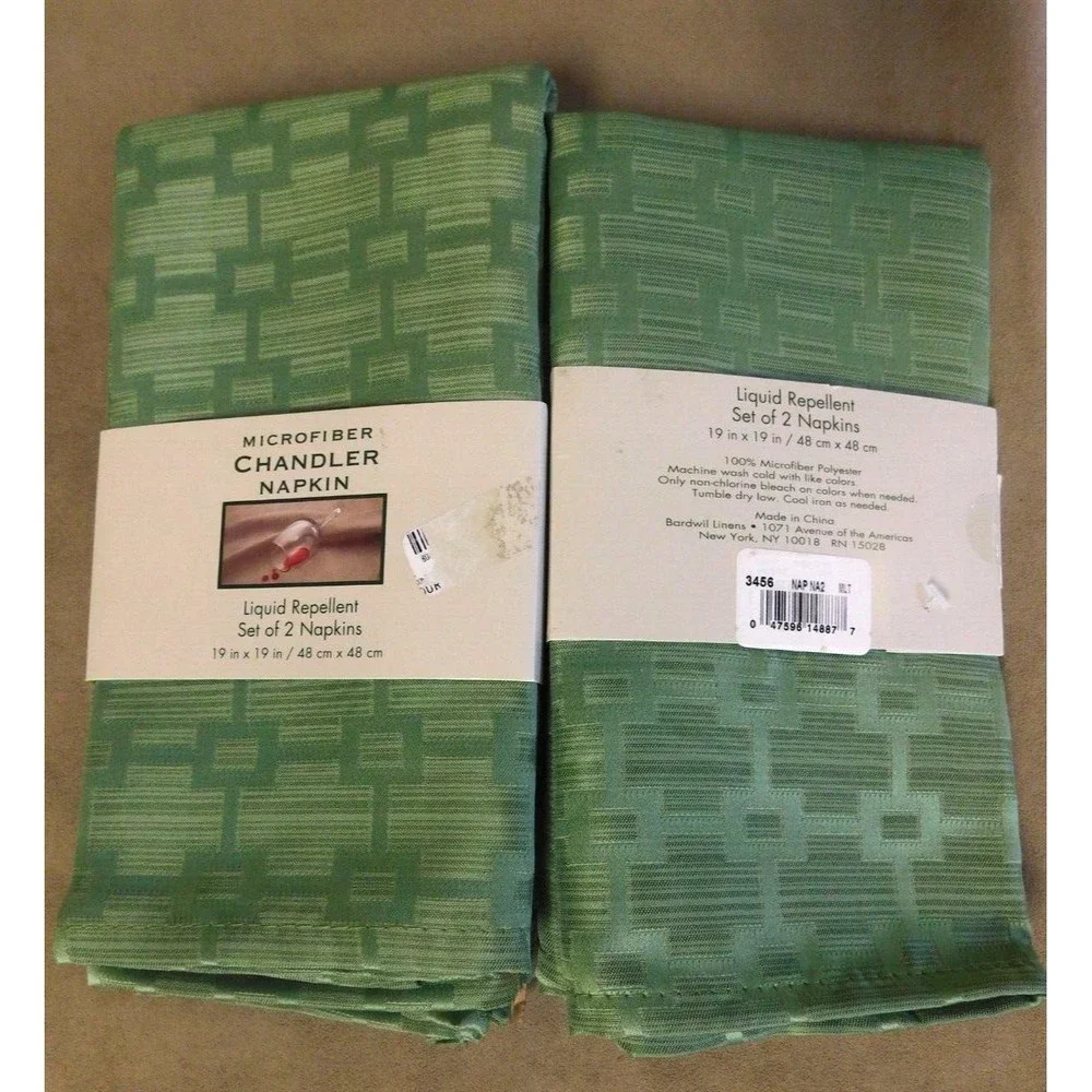 Bardwil‎ Microfiber Chandler Table  Napkins (4)  Green  NIP  19 x 19